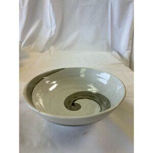 Handcrafted Ceramic Bowl With Swirl Design 6" Diameter Artisan-Made Neutral Tone